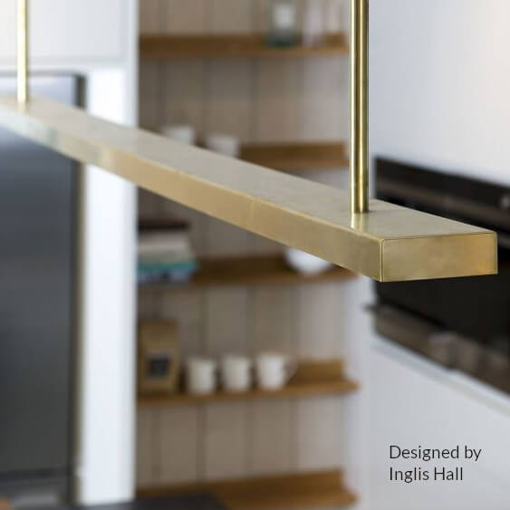 Bespoke brass light fitting designed by Inglis Hall