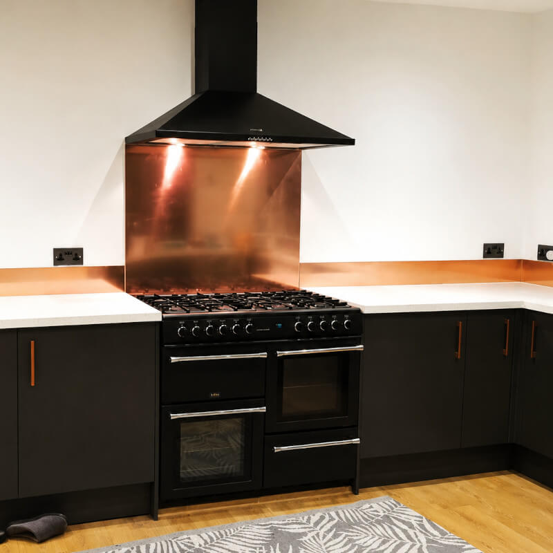 Copper kitchen splashback