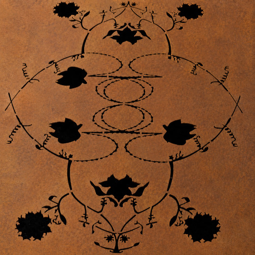 Weathering steel panel with a laser cut botanical design