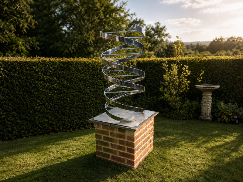 Stainless steel DNA double helix sculpture