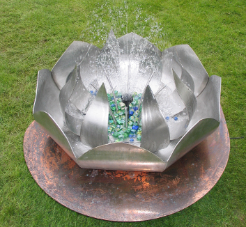 Stainless steel and copper water feature