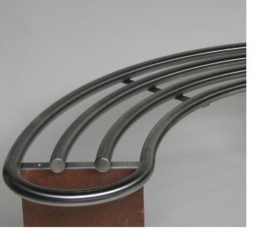 Curved stainless steel bench
