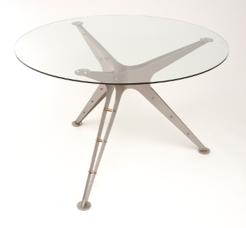 stainless steel Tahira table, designed by PMF