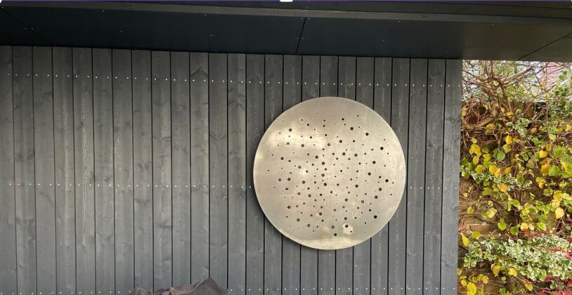 Corten weathering steel disc installed outdoors