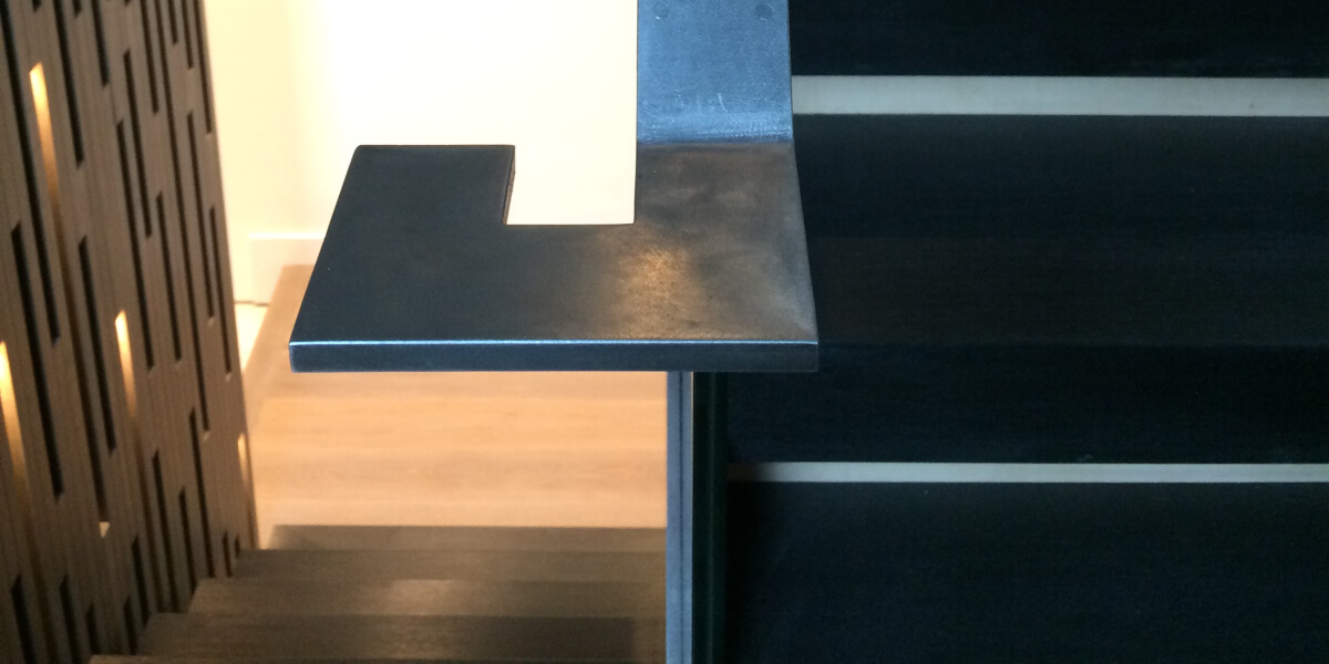 Blackened mild steel handrail